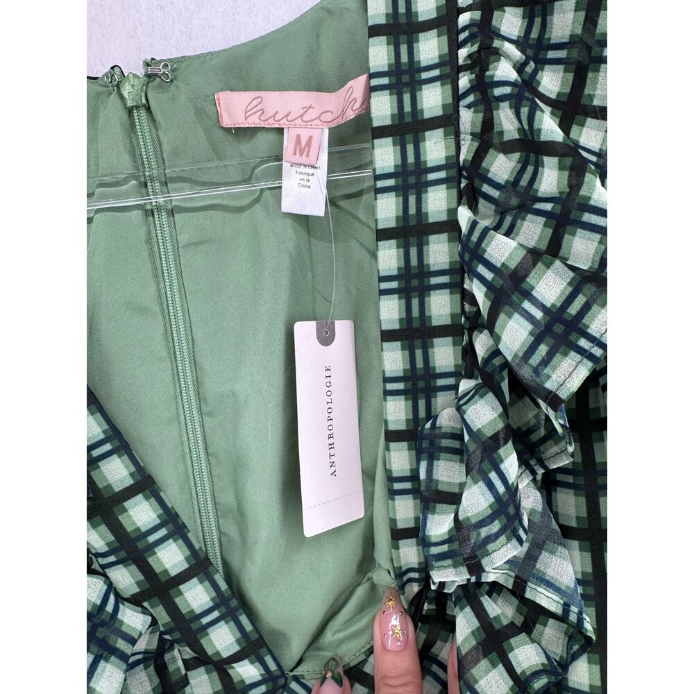 Anthropologie butch plaid green jumper dress pockets lined chic versatile M - Picture 10 of 10
